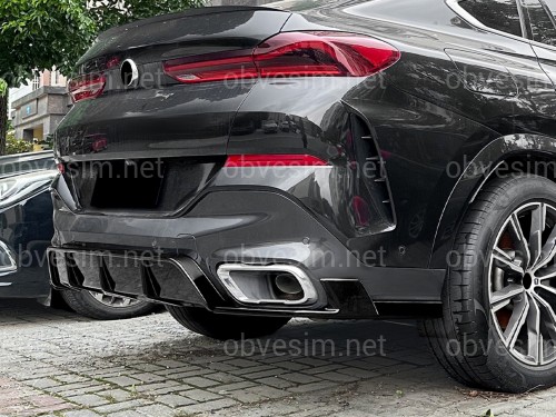 Спідниця накладка бампера заднього M Performance BMW X6 G06 2019+ ABS пластик, колір чорний глянець