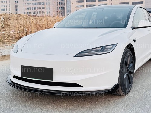 Накладка переднього бампера для Tesla Model 3 2025- ABS пластик, колір чорний глянець