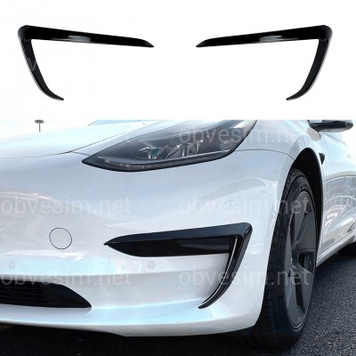 Накладки на протитуманні фари для Tesla Model 3 2017-2024 ABS пластик, колір чорний глянець