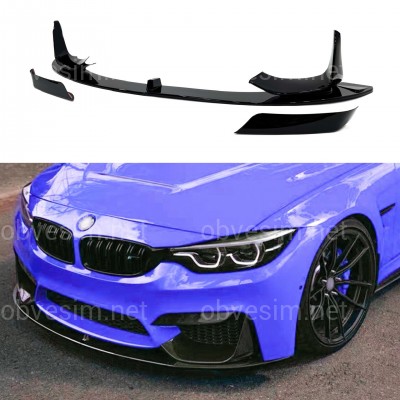 Спідниця переднього бампера BMW M4 F81 F82 F83 абс пластик, чорний глянець