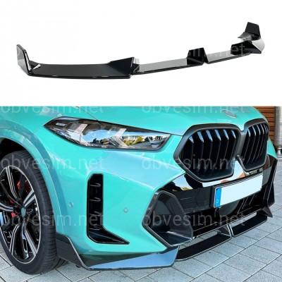 Спідниця переднього бампера M-Perfomance для BMW X6 G06 LCI 2022+ ABS пластик, чорний глянець
