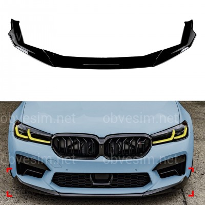 Спідниця накладка переднього бампера M5 BMW 5 series G30 G31 M5 F90 LCI 2020-2023 ABS пластик, чорний глянець