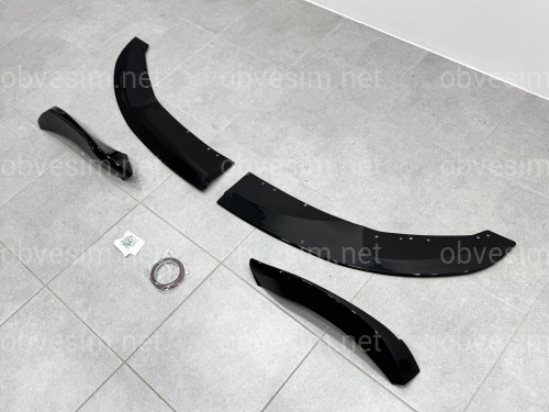 Спідниця переднього бампера M performance BMW 4 series F32 F33 F36 2013-2020 ABS пластик, чорний глянець