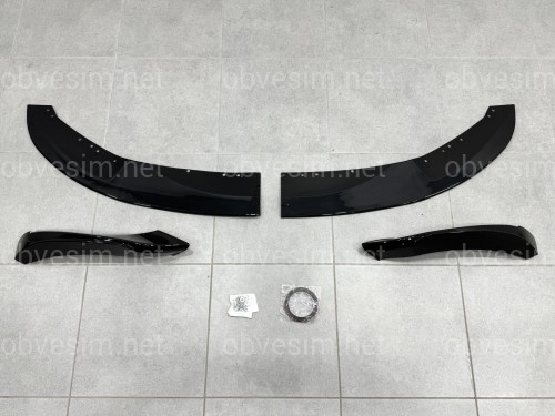 Спідниця переднього бампера M performance BMW 4 series F32 F33 F36 2013-2020 ABS пластик, чорний глянець