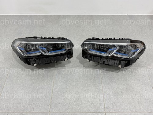 Фари стиль Laser LCI 2022+ рестайлінг замість дорестайлінгових BMW X3 G01 X4 G02 2018-2021 2шт. з заміною бампера на 2022-2024