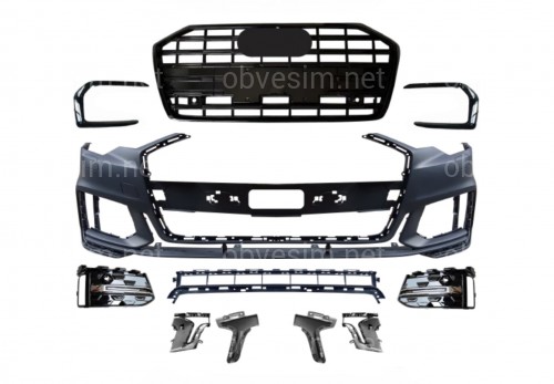 Бампер передній у зборі S-Line 2022+ BLACK для Audi A6 C8 2018+