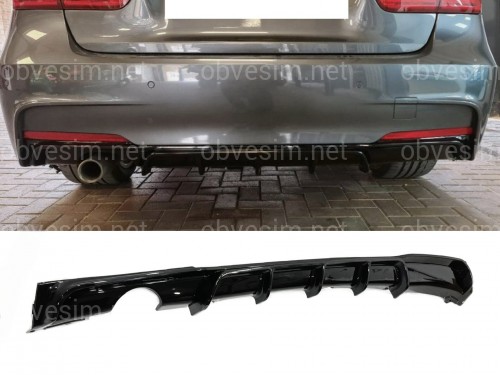 Дифузор накладка заднього бампера M-Performance BMW 3 series F30 2012-2018 під одну вихлопну трубу ГЛЯНЦЕВИЙ 0----