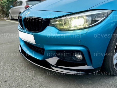 Спідниця переднього бампера M Paket для BMW 4 series F32 F33 F36 2013-2020 ABS пластик, чорний глянець