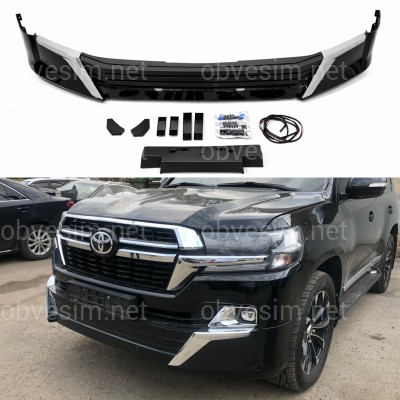 Обвіс спідниця переднього бампера Executive Lounge 2021+ для Toyota Land Cruiser 200 2016-2022, колір чорний