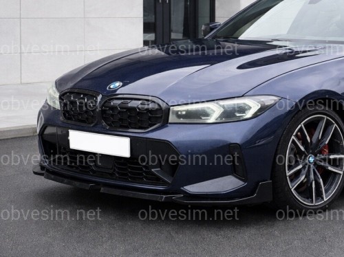Спідниця накладка переднього бампера M-Performance BMW 3 series G20 G21 LCI 2022+ ABS пластик колір чорний глянець
