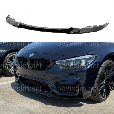 Спідниця переднього бампера M3 CS для BMW 3 series F30 F31 2012-2018 ABS пластик, чорний глянець