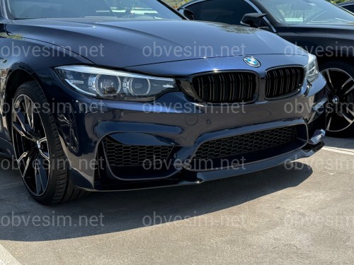 Спідниця переднього бампера M3 CS для BMW 3 series F30 F31 2012-2018 ABS пластик, чорний глянець