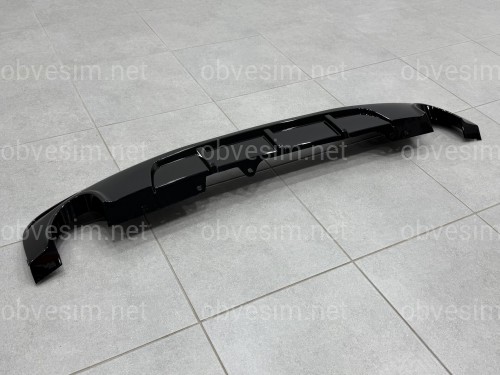 Дифузор накладка заднього бампера M-Performance BMW 5 series F10 2010-2016 під дві одинарні вихлопні труби 0---0, чорний глянець