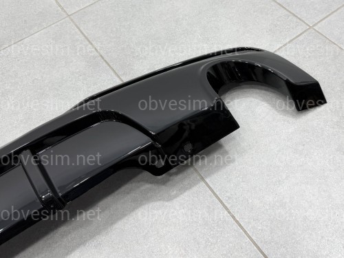 Дифузор накладка заднього бампера M-Performance BMW 5 series F10 2010-2016 під дві одинарні вихлопні труби 0---0, чорний глянець