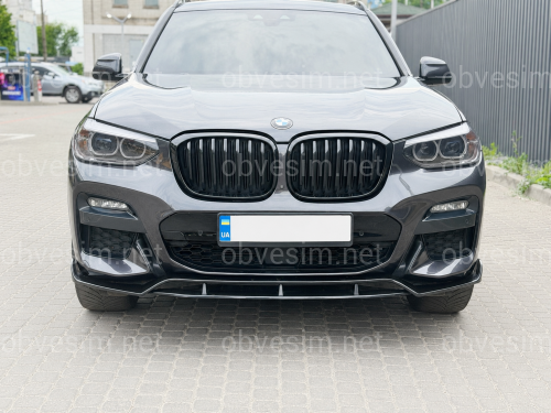 Юбка накладка переднього бампера M Performance BMW X3 G01 / X4 G02 2018-2021, ABS пластик колір чорний глянец