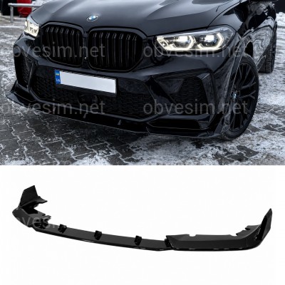 Юбка переднього бампера для BMW X5M G05 F95 2019-2022 ABS пластик, чорний глянець