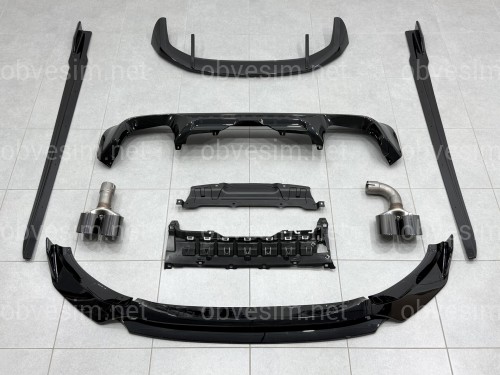 Комплект обвісу M-Performance (юбка, дифузор, леза, спойлер, труби) для BMW X3 G01 2018-2021, колір чорний глянець