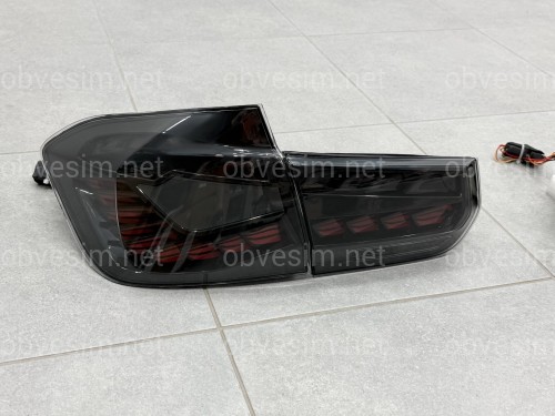 Задні LED ліхтарі стиль M4 для BMW 3 series F30 2012-2018 димчасті, комплект 4шт.