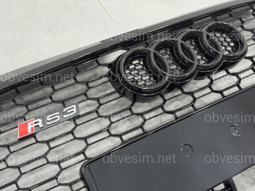Решітка радіатора стиль RS3 BLACK ПІД РАДАР для Audi A3 2017-2020