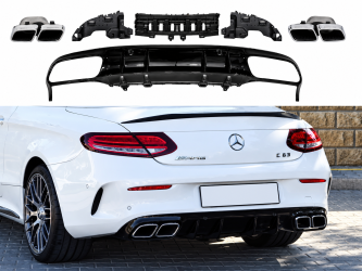 Дифузор заднього бампера з насадками труб AMG63 Mercedes C205 Coupe 2015-2022
