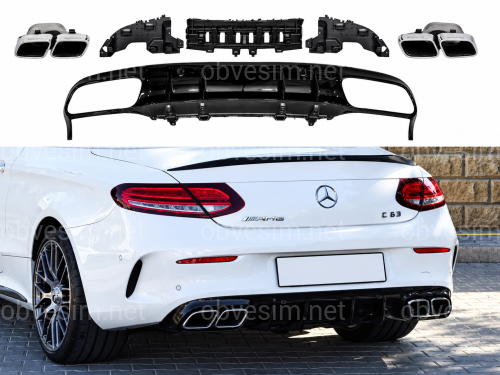 Дифузор заднього бампера з насадками труб AMG63 Mercedes C205 Coupe 2015-2022