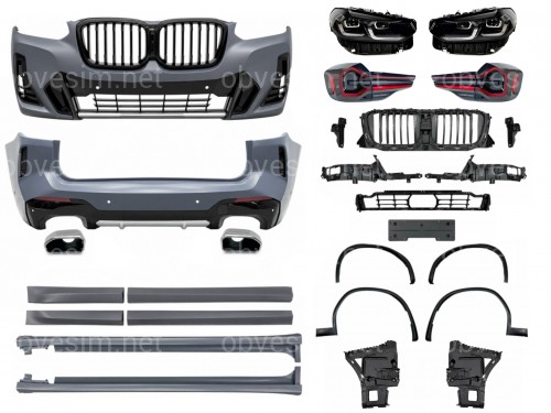 Обвіс комплект рестайлінгу М пакет LCI 2022+ для BMW X3 G01 2018-2021 з фарами Shadow Line
