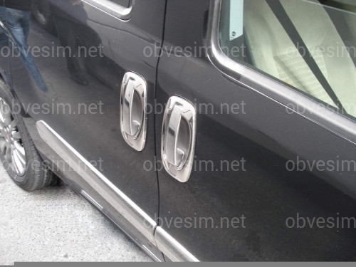 Хромовані накладки ручок з окантовкою Fiat Fiorino / Qubo 2008 / Citroen Nemo / Peugeot Bipper / Doblo 2010 - (нержавіюча сталь) 8 частин