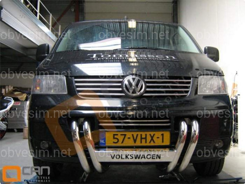 Хром накладки в решітку бампера Volkswagen T5 Transporter 2003-2009 (нержавіюча сталь) 2шт.
